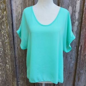 Absolute Angel Mint Green Hi Low Blouse Si…